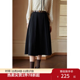 独束[神裙3.0版]独束大码女装高腰半身裙女秋冬微胖mm遮胯显瘦A字裙 静谧黑 3XL