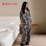 古今（GUJIN）纯棉拉架睡衣女生士秋冬春家居服可外穿开衫睡裤大码休闲套装XL