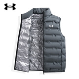 安德玛男羽绒服马甲秋冬季白鸭绒外套立领坎肩背心保暖防风轻薄款时尚潮 深青色 3XL 165-180斤