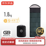 京东京造 信封式睡袋 户外露营防潮柔软贴身恒温加厚保暖冬季 军绿色1.8kg