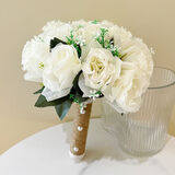 立始新婚领证手捧花新娘结婚高级感仿真干花球婚纱照婚礼当天永生花 森系大朵玫瑰手捧花 22*31cm