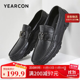 意尔康豆豆鞋百搭英伦皮鞋软底驾车懒人男鞋一脚蹬 95155A 黑色 43 