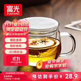 富光花茶杯透明茶杯内胆茶水分离杯办公室玻璃杯子水杯350ml