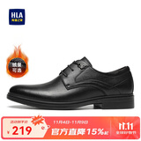 海澜之家HLA皮鞋男正装商务皮鞋秋冬德比鞋子HAAPXM4DBG332 黑色加绒43
