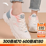 安踏运动鞋女鞋秋冬新款防水皮面跑步鞋休闲鞋百搭轻便软底减震小白鞋 【皮面防泼水】 白/青/粉 37.5 (235mm)