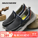 斯凯奇（Skechers）男鞋商务休闲鞋舒适一脚蹬轻便舒适时尚春季款复古帆布鞋
