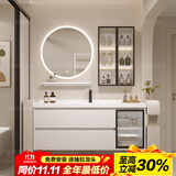 若利欧（RUOLIOU）智能浴室柜陶瓷一体盆洗漱台镜柜套装卫生间洗脸盆洗手台盆柜组合 智能圆镜+单门侧柜80cm