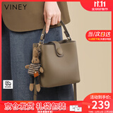 viney牛皮手提包包女包水桶包轻奢斜挎包生日礼物送女友老婆 【卡其色】实用高级感腋下包 时尚ck风休闲小众品牌洋气单肩包