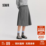 森马（Semir）森马半身裙女仿毛呢裙子24冬新款A字百褶裙遮胯显瘦109724120001