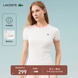 LACOSTE法国鳄鱼女装25春夏新款拼色纯棉修身舒适短袖T恤|TF2432 NFU/白色/粉色拼色 M 38