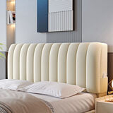 猫喜花床头罩保护套2025新款加厚夹棉床头套实木铁全包床头套罩四季通用 竖条纹-米黄 床头180宽*60高*3-25内厚度cm