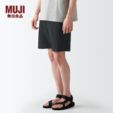 无印良品 MUJI 男式 棉水洗府绸 短裤休闲短裤男款夏季纯棉全棉AED14A2S 黑色 M