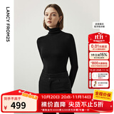 朗姿【朗姿羊毛Basic衣橱】纯羊毛法式毛针织衫冬季新款修身长袖毛衣 黑色2 S