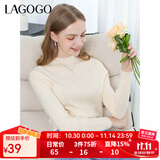LAGOGO多巴胺多色修身软糯针织衫女拉谷谷2024冬新款半高领打底衫 米色(T2) M 160/38