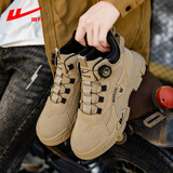 回力马丁靴男2025新款高帮厚底工装靴冬季加绒男鞋增高户外徒步登山鞋 卡其色【加绒款】 42