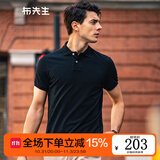 布先生佟大为明星同款美式休闲polo衫男士短袖春夏季纯棉商务 黑色 L (175)