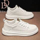 DDeiet品牌男鞋2026春季新款男士百搭运动休闲鞋男厚底真皮板鞋男 白色 41