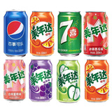 百事可乐/七喜/美年达/混合装330ml*12/24罐碳酸饮料橙西瓜桃苹果味汽水 12罐百事可乐+美年达+七喜混合