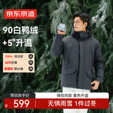 京东京造90白鸭绒羽绒服男女加厚保暖派克冬季新款三防夹克外套灰色M