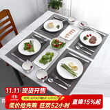 CM live西餐餐具全套简约家用黑线陶瓷西餐盘子牛排盘子刀叉套装情侣餐具 圆盘四人套餐