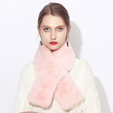 达芬奇密码 冬季流行时尚日系可爱仿獭兔毛纯色围脖 浅粉