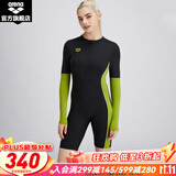 阿瑞娜（arena）女士泳衣连体泳衣女显瘦遮肚女保守防晒潜水专业泳衣温泉游泳衣 黑色(LCN4275W)-长袖及膝泳衣 L