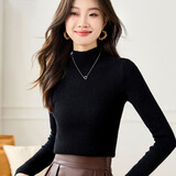【京东直采】100%纯羊毛衫冬季款女装内搭打底衫纯色毛衣 黑色 【修身半高领】 L 建议体重（110-150斤）