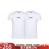 阿玛尼（ARMANI）奢侈品男装 男装短袖t恤男士时尚休闲修身薄款微弹短袖T恤两件装 白色 M 115-135斤