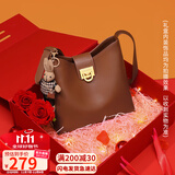 viney牛皮包包女包品牌水桶包轻奢单肩斜挎包生日礼物高级感送女友老婆