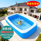 曼比鱼 儿童游泳池 超大充气游泳池 婴儿游泳池长方形保温洗澡盆 3.05米四层-电泵水枪泳圈球20