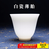 容山堂白瓷薄胎茶杯品茗杯主人杯茶碗闻香杯斗笠杯功夫茶具单杯盏 白瓷薄胎若纸品茗杯-斗笠杯