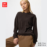 优衣库女装柔软针织摇粒绒V领套头衫/长袖25秋冬新款479756 39 棕黑色 M