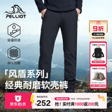 伯希和（Pelliot）【风盾】冲锋软壳裤男冬季保暖抓绒裤防风高弹长裤女115107016黑L