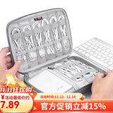 BUBM 数据线数码收纳包 充电器鼠标便携袋防震配件包移动电源硬盘包 大号双层-灰色收纳包