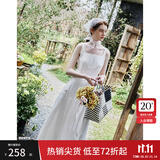 范思蓝恩腰精裙系列 白色无袖吊带连衣裙女夏法式领证小白裙2048 象牙白 L