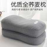 红豆家纺（HOdoHome）荞麦枕头男硬单个大人全荞麦壳枕芯带全棉枕套纯荞麦皮颈椎枕家用 韩式砂洗灰色48*26cm/约3.5斤HL 【可拆枕套+荞麦枕芯】1只装