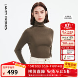 朗姿【秀款 明星同款】纯羊毛无缝针织衫上衣内搭打底衫旷野美拉德女 深橄榄绿色 S