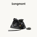 Songmont山下有松百纳系列手拿包女手提斜跨垃圾袋通勤流浪包 烟墨黑mini 现货