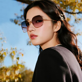 帕森（PARZIN）太阳镜女 时尚渐变色镂空镜框浅色眼镜 防晒开车驾驶墨镜 PZ8303