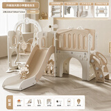 芭蕾鹿滑滑梯儿童室内家用宝宝滑梯秋千二合一家庭多功能游乐场小型乐园 城堡款组合【卡其棕】+过道+秋千