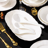 顺祥轻奢碗碟套装陶瓷米饭碗家用高档釉下彩纯白简约碗盘餐具汤面碗 5.5英寸小勺6个