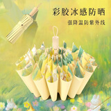 蕉下beneunder48骨隔热彩胶高颜值ins防晒伞太阳伞遮阳女晴雨两用 4-原木手柄-加厚彩胶内花-星野 e