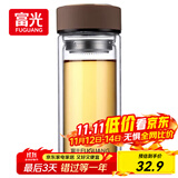 富光 男女士双层玻璃杯 高硼硅玻璃304茶隔水杯子 带茶隔泡茶杯500ml