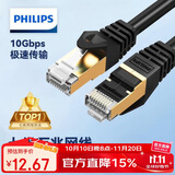 飞利浦（PHILIPS）七类网线万兆网络跳线CAT7类纯铜芯双屏蔽连接线兼容千兆宽带路由器交换机 SWA1820/93-0.5米