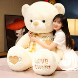 赟娅超大号抱抱熊公仔玩偶娃娃陪睡抱枕毛绒玩具情人节女生生日礼物 米白色爱心款1.2米