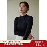 独束大码女装【发热防静电】百搭打底衫女显瘦秋冬新款胖mm针织衫 静谧黑 L