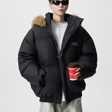 梵调（VEDEOL）90白鸭绒羽绒服男短款冬季防风加厚保暖时尚休闲百搭外套男带毛领 黑色-可脱卸帽子绒子含量90% XL 体重140-155穿合适