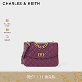 CHARLES&KEITH菱格链条单肩包斜挎包婚包包女包生日礼物CK2-70701062-1 Purple紫色 S