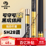 神鲨攻湖4.5米鱼竿超轻超硬碳素钓鱼竿手竿28调台钓竿鲤鱼杆渔具套装