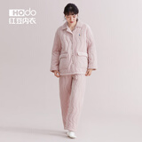 红豆（Hodo）珊瑚绒加厚夹棉睡衣女情侣抗静电男士秋冬季保暖可外穿家居服套装 女士柔粉色 翻盖口袋 M (160) 女士